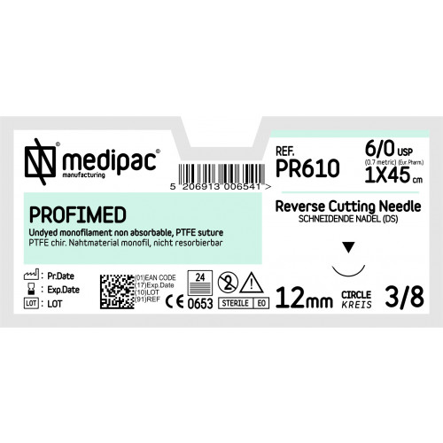 PROFIMED 6/0 45cm 12mm 3/8 circle - 24 Pack